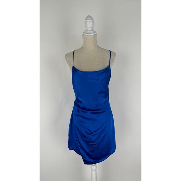 Zara Blue Satin Mini Dress - Picture 6 of 14